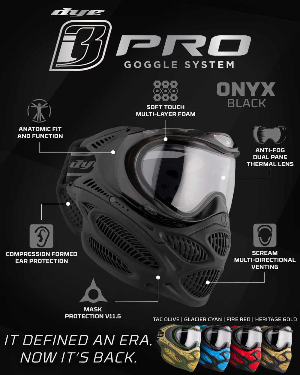 DYE i3 PRO GOGGLE - ONYX BLACK